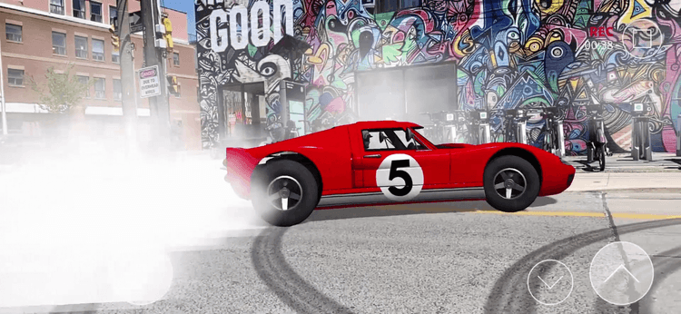 AR Race Car screenshot - orange race car on road