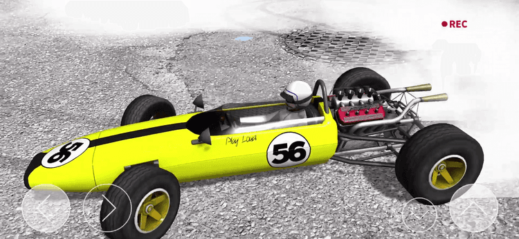 AR Race Car screenshot - blue and yellow race car